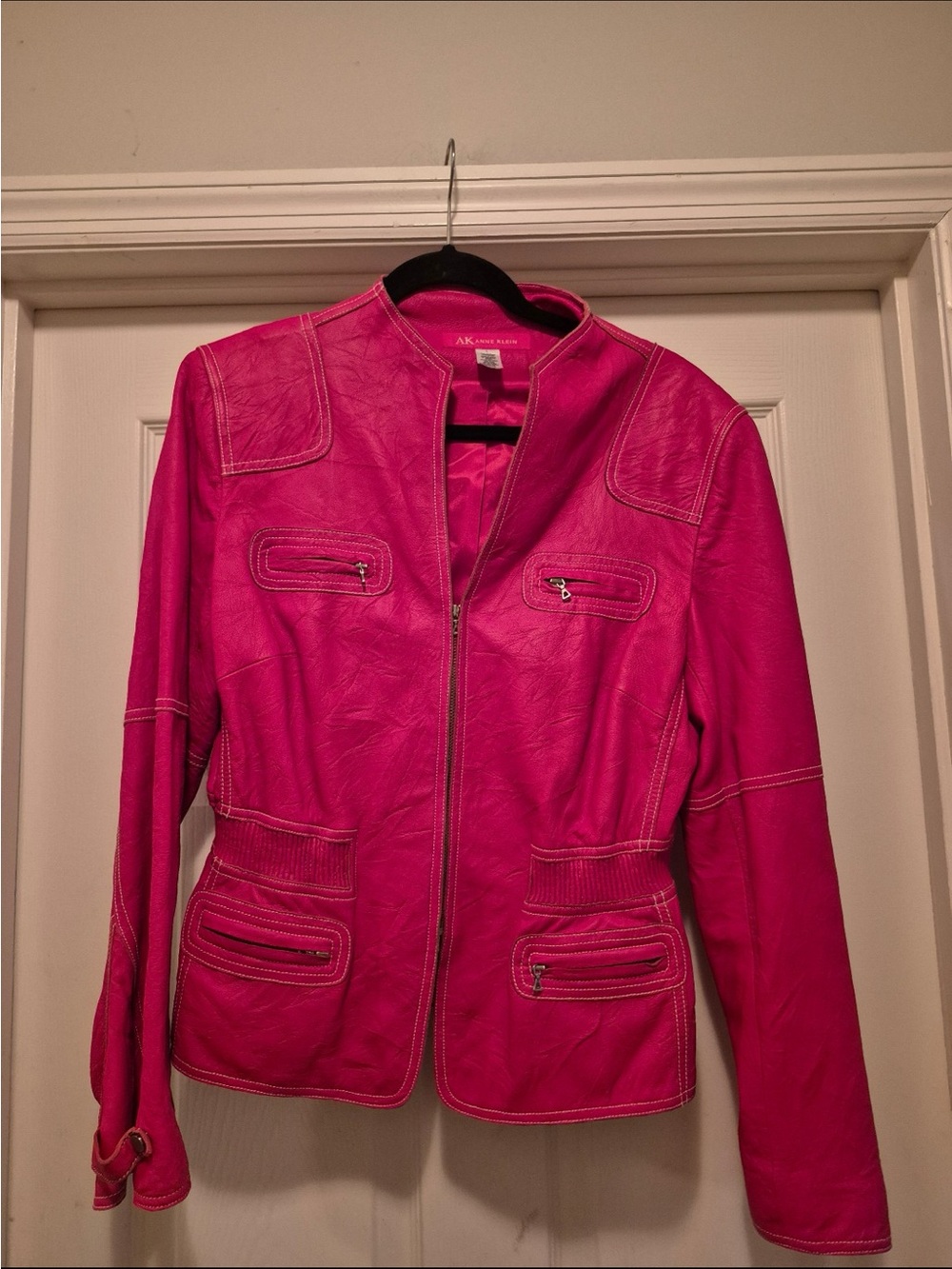 AK Anne Klein red leather jacket